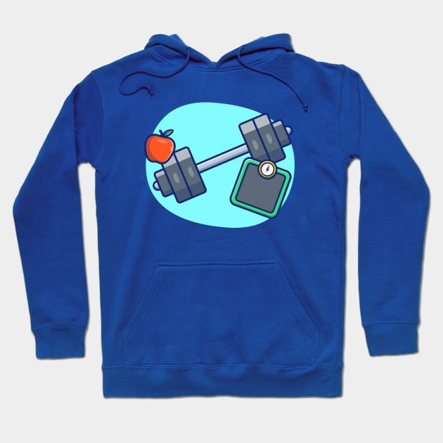 Dumbbell, Apple, And Weight Scales Cartoon Hoodie by Catalyst Labs